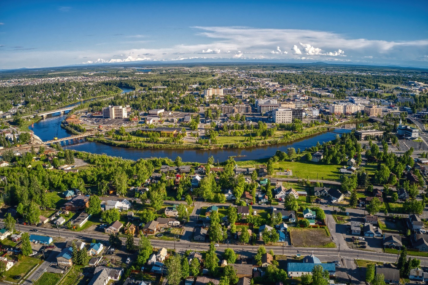 An aerial view of Fairbanks, Alaska