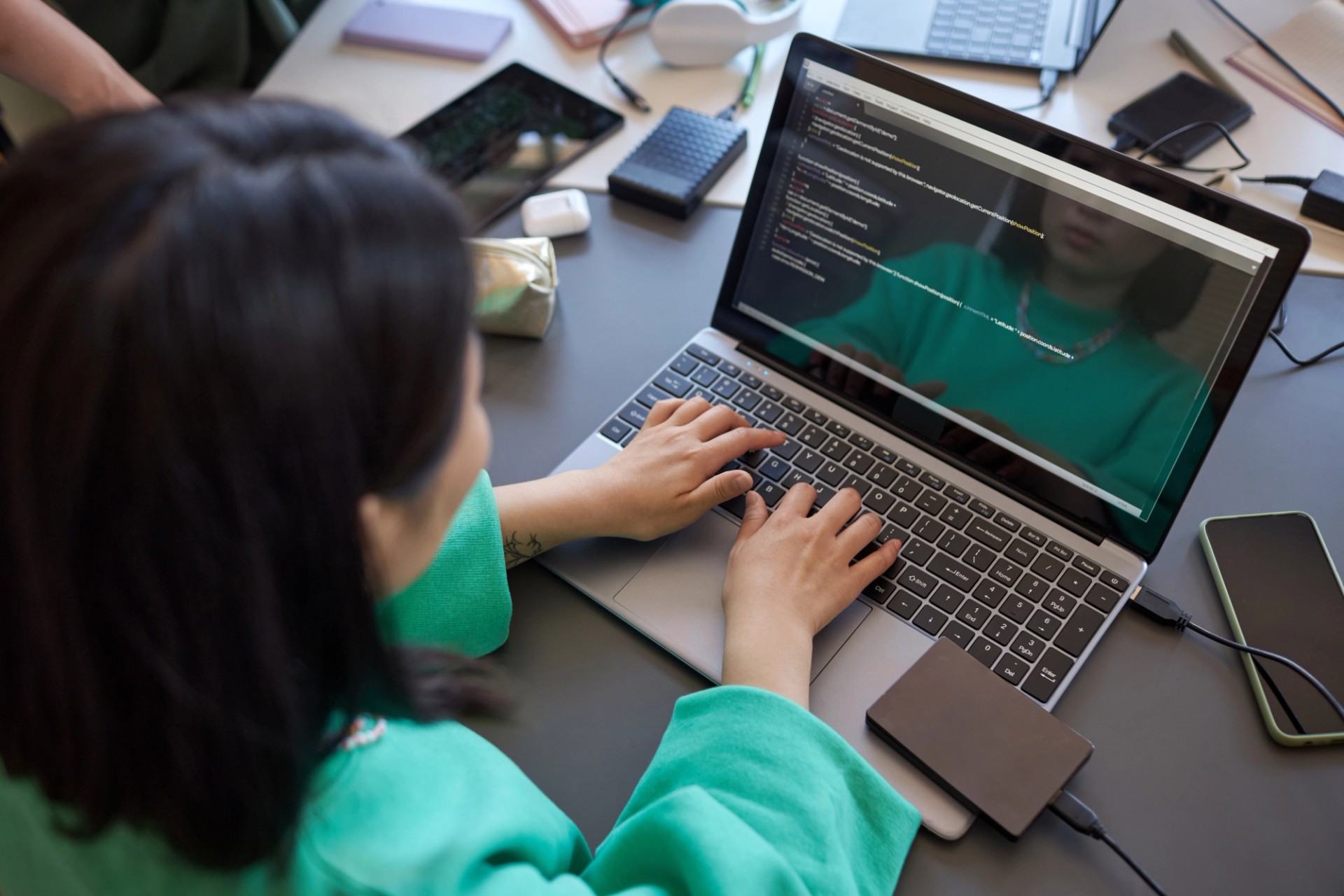 Student at computer
