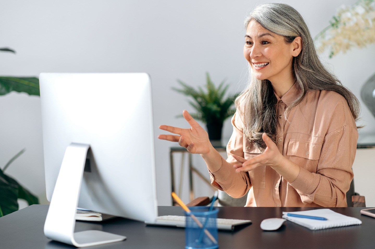 person giving a presentation virtually