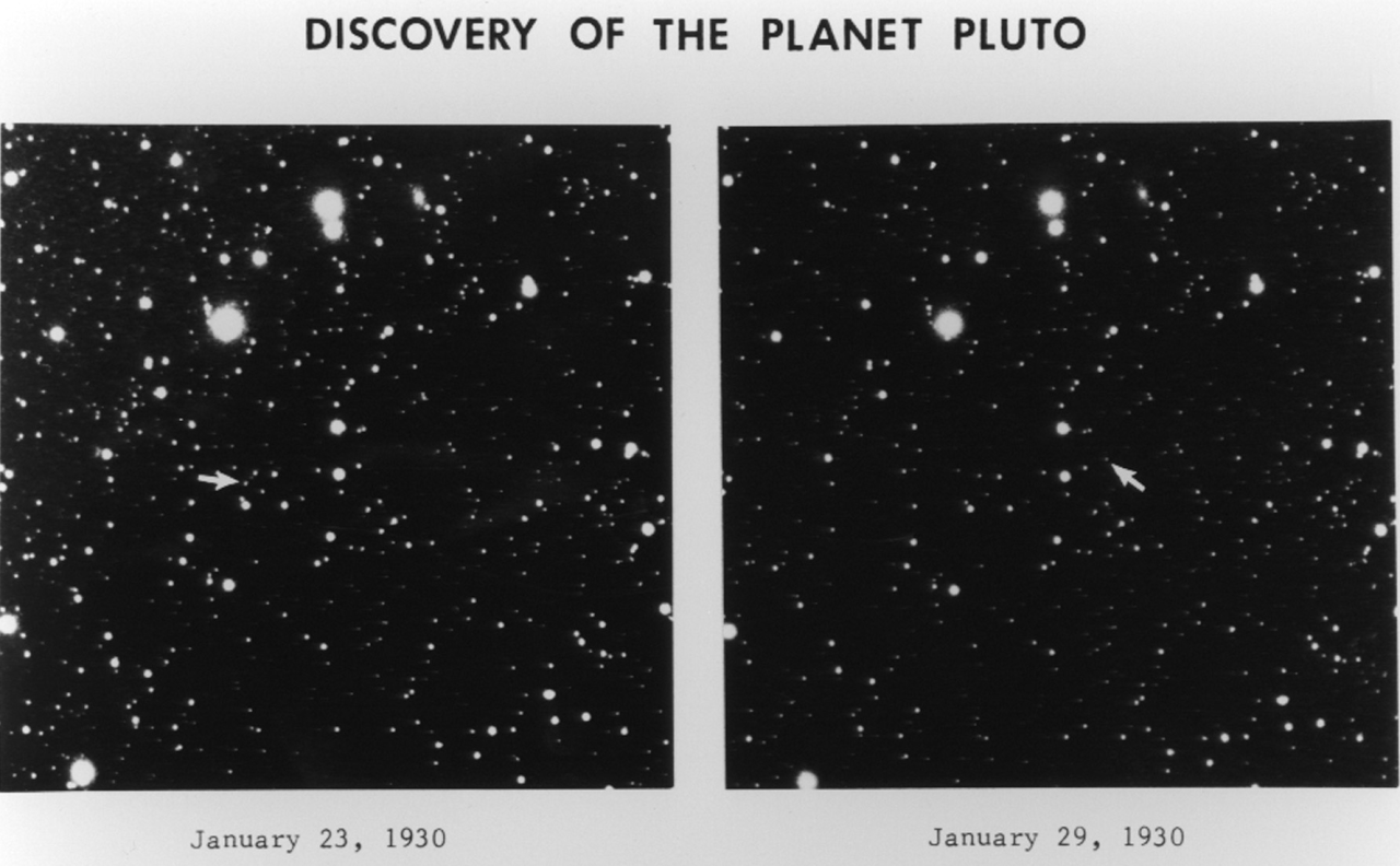 Early photographs showing the discovery of Pluto