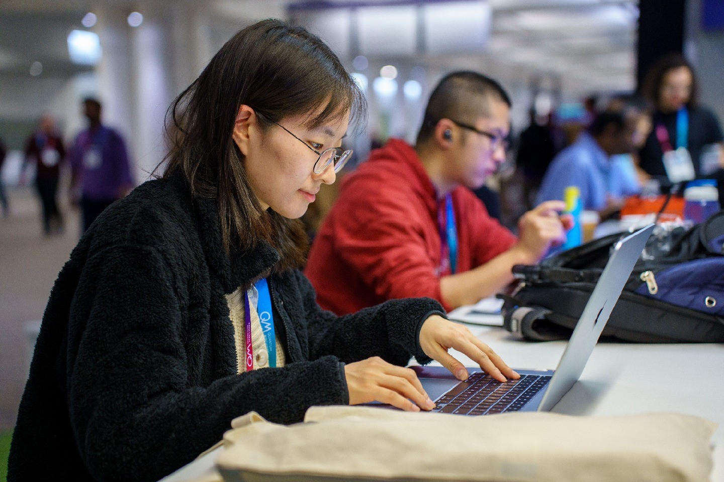 A woman at a computer