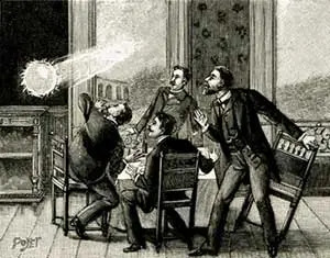 19th century engraving depicting ball lightning
