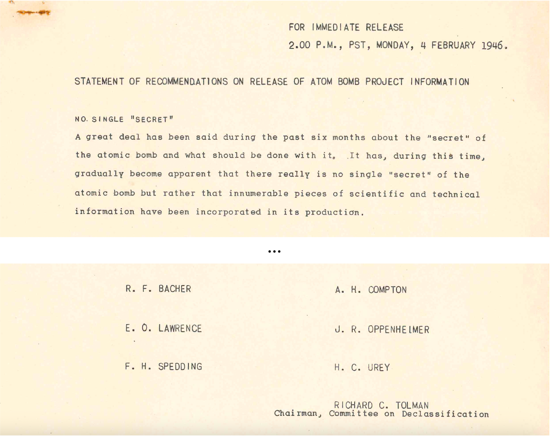 Two excerpts of a formally typed statement