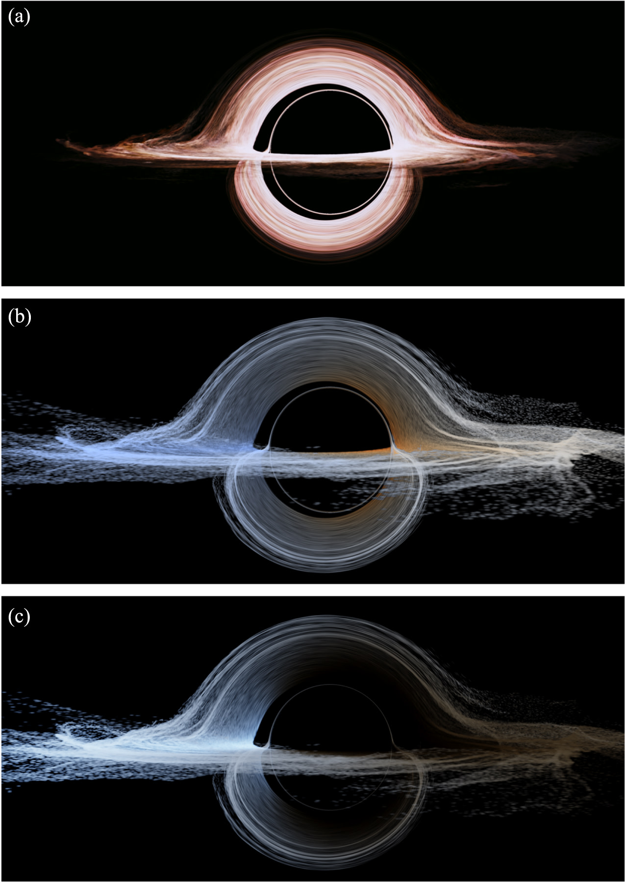 Three black hole visualizations