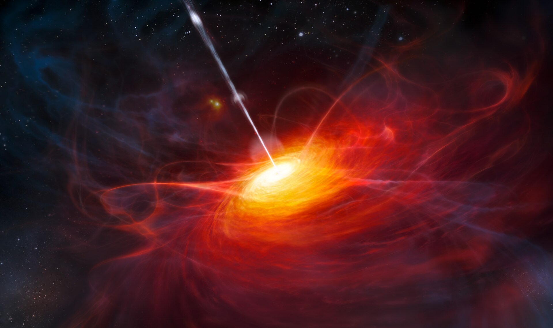 Artist’s rendering of the accretion disk in ULAS J1120+0641, a very distant quasar
